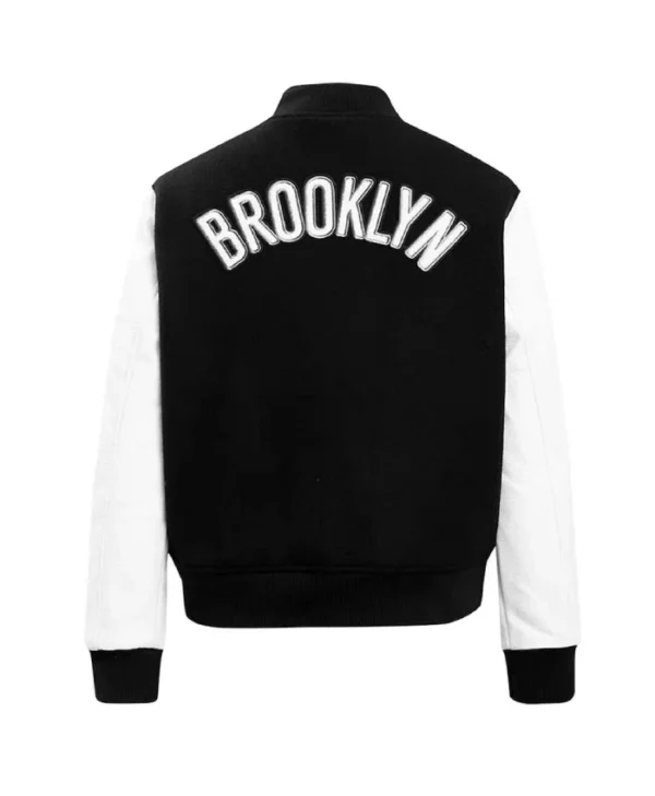 Brooklyn Nets Classic Full-Zip WoolLeather Varsity Jacket