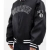 Brooklyn Nets Full-Snap Satin Black Bomber Jacket