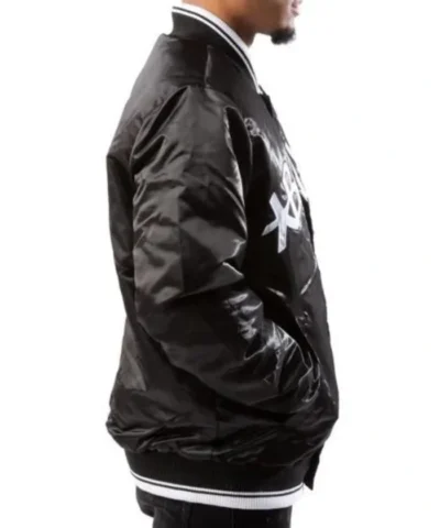Brooklyn Nets Full-Snap Varsity Satin Black Jacket