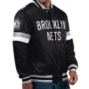 Brooklyn Nets Home Game Varsity Full-Snap Satin Black Jacket