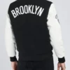 Brooklyn Nets Logo Letterman Black and White Jacket