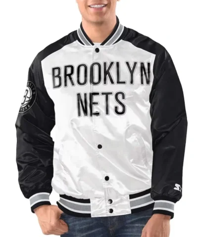 Brooklyn Nets Renegade Satin Varsity Jacket