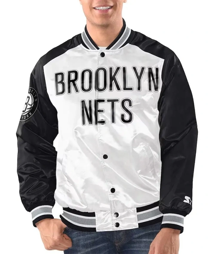 Brooklyn Nets Renegade Satin Varsity Jacket