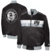 Brooklyn Nets The Ambassador Full-Zip Satin BlackSilver Jacket