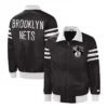Brooklyn Nets The Captain II Full-Zip Varsity Satin Full-Zip Black Jacket