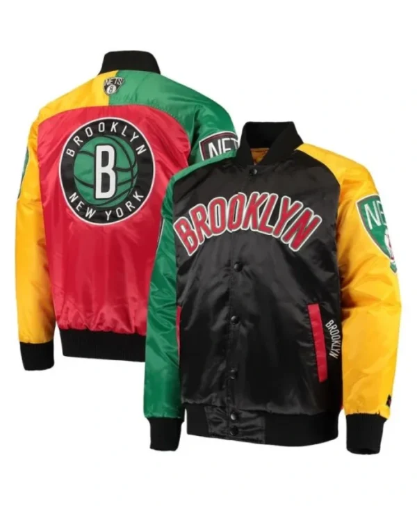 Brooklyn Nets Ty Mopkins Full-Snap Varsity Satin Jacket