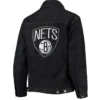 Brooklyn Nets Patch Black Denim Button-Up Jacket
