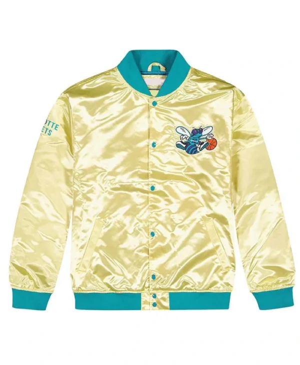 Buy Charlotte Hornets Light Gold Full-Snap Satin Jacket