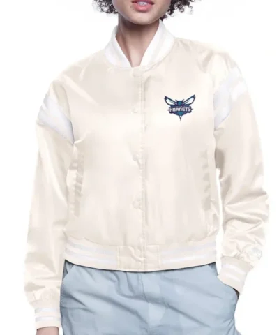 Charlotte Hornets Printed Logo Varsity Satin Jacket