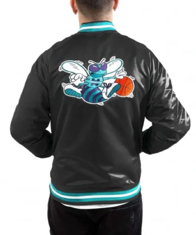Charlotte Hornets Teal Bomber Full-Snap Lightweight Satin Jacket