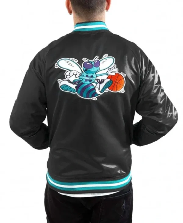 Charlotte Hornets Teal Bomber Full-Snap Lightweight Satin Jacket