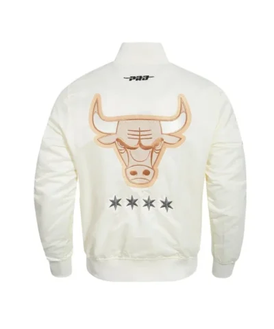 Chicago Bulls 202425 City Edition Chenille Cream Satin Jacket