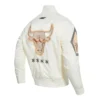 Chicago Bulls 202425 City Edition Chenille Full-Snap Satin Cream Jacket