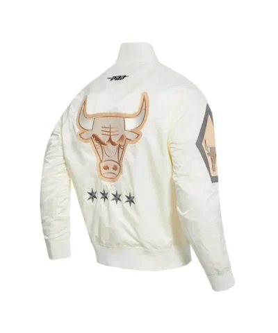 Chicago Bulls 202425 City Edition Chenille Full-Snap Satin Cream Jacket