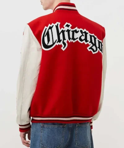 Chicago Bulls 66 RedWhite Varsity WoolLeather Jacket