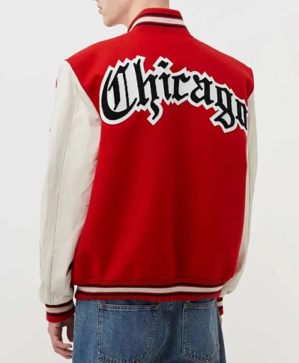 Chicago Bulls 66 RedWhite Varsity WoolLeather Jacket