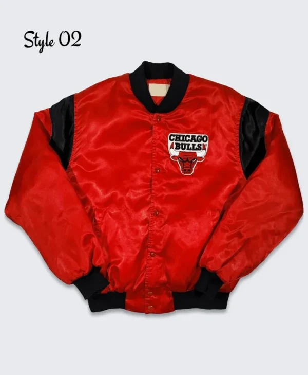 Chicago Bulls 80s Red Satin Full-Snap Jacket