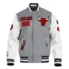 Buy Classic Rib Chicago Bulls Area Code Black Varsity WoolLeather Jacket