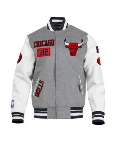 Buy Classic Rib Chicago Bulls Area Code Black Varsity WoolLeather Jacket