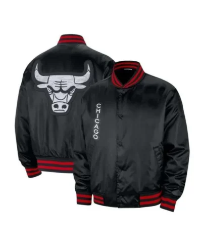 Chicago Bulls City Edition Prime Full-Snap Satin Black Jacket