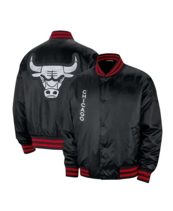 Chicago Bulls City Edition Prime Full-Snap Satin Black Jacket