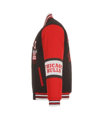 Chicago Bulls Full-Zip Wool Black and Red Varsity Jacket