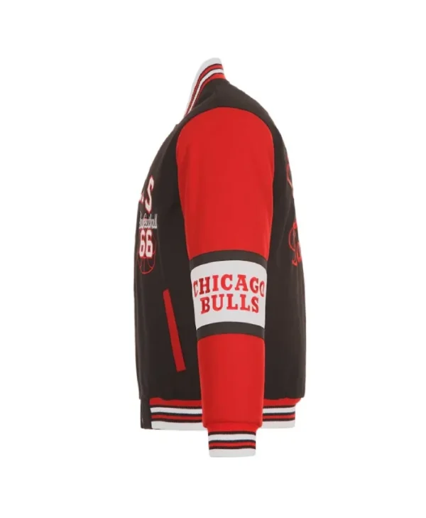 Chicago Bulls Full-Zip Wool Black and Red Varsity Jacket