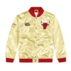 Chicago Bulls Light Gold Satin Full-Snap Jacket