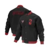 Chicago Bulls Logoman Shadow Full-Snap Varsity Wool Black Jacket