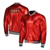 Chicago Bulls Metallic Full-Snap Red Leather Jacket