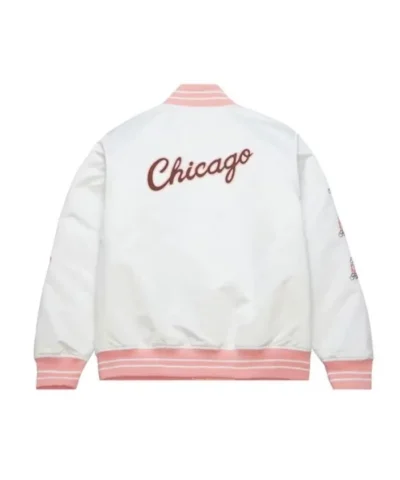 Chicago Bulls Neopolitan Full-Snap Satin White Jacket