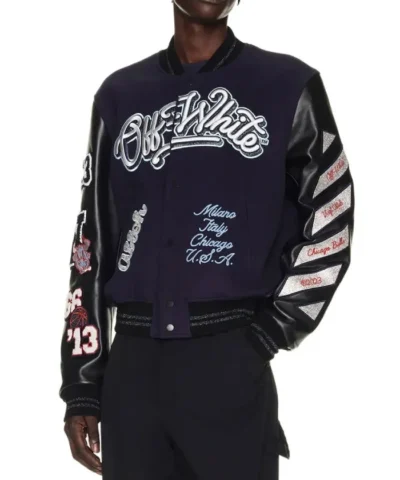Chicago Bulls Off-White Varsity Jacket