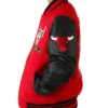 Chicago Bulls Plaid Patches Red & Black WoolLeather Jacket