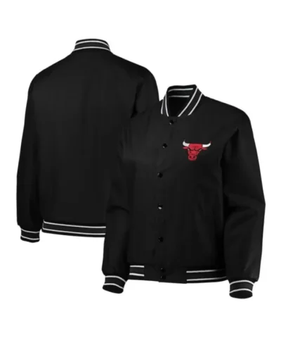 Chicago Bulls Poly Twill Black Full-Snap Jacket