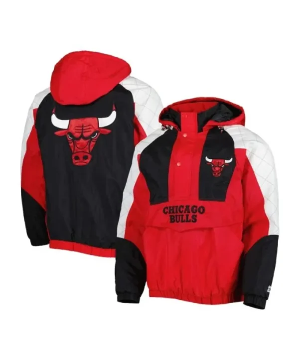 Chicago Bulls Pullover Body Check Hoodie Half-Zip RedBlack Jacket
