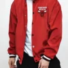 Chicago Bulls Red Poly Bomber Full-Snap Jacket