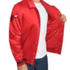 Chicago Bulls Stitch Applique Full-Snap Red Varsity Satin Jacket