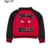 Chicago Bulls Throwback Nylon Black and Red Full-Snap Jacket