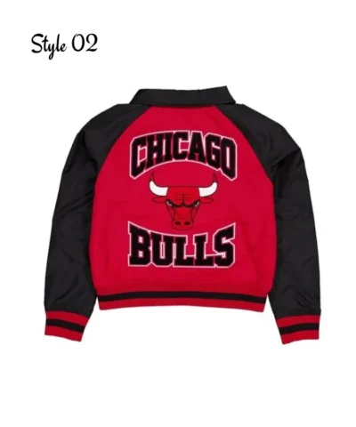 Chicago Bulls Throwback Nylon Black and Red Full-Snap Jacket
