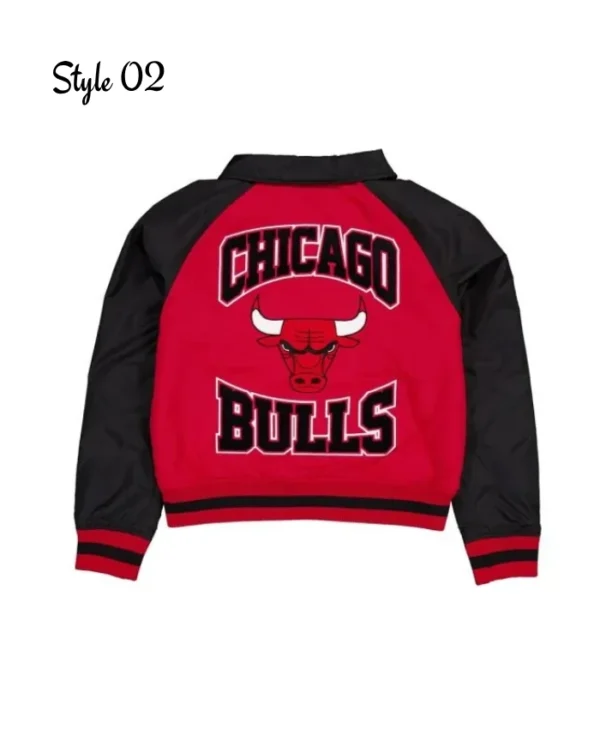 Chicago Bulls Throwback Nylon Black and Red Full-Snap Jacket