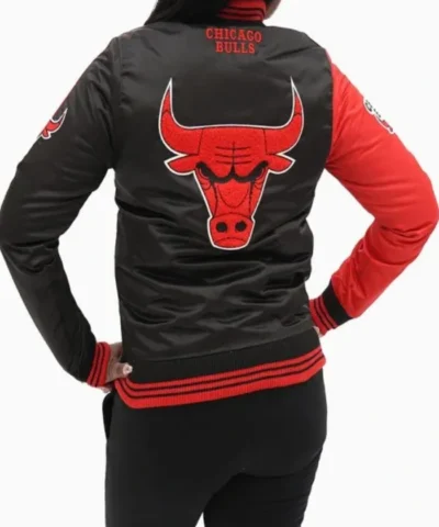 Chicago Bulls Two Tone Satin Full-Snap Red Jacket