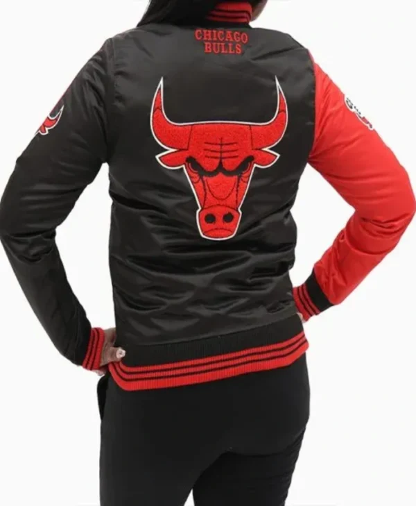 Chicago Bulls Two Tone Satin Full-Snap Red Jacket
