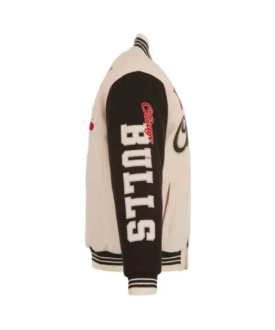 Chicago Bulls Varsity Full-Snap Wool Cream and Black Jacket