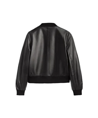 Mens Classic Leather Black Bomber Jacket