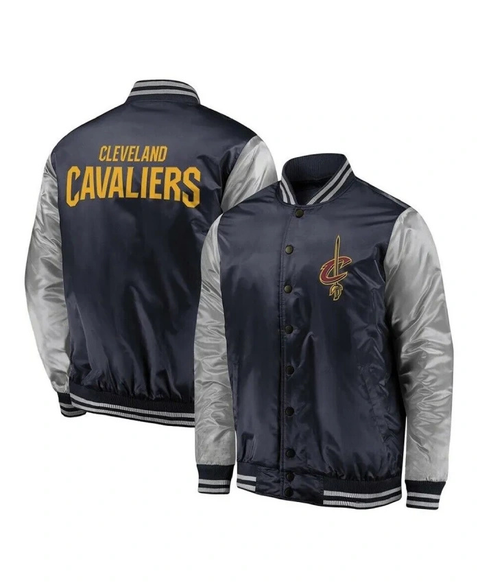 Cleveland Cavaliers Full-Snap Navy and Silver Satin Jacket