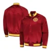 Throwback Wordmark Cleveland Cavaliers Raglan Full-Snap Satin Wine Jacket