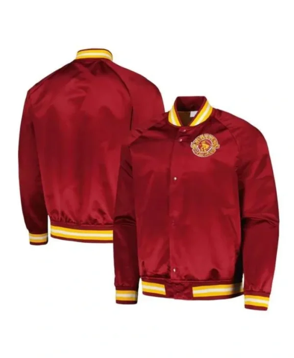 Throwback Wordmark Cleveland Cavaliers Raglan Full-Snap Satin Wine Jacket