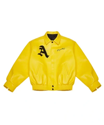 DONCARE AFGK Racing Ferrari Yellow Leather Jacket