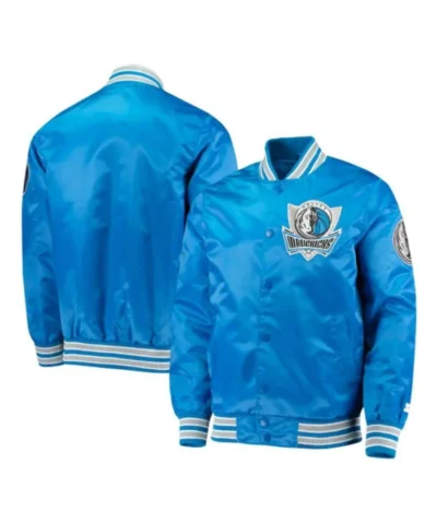 Dallas Mavericks Diamond Classic Bomber Blue Satin Jacket