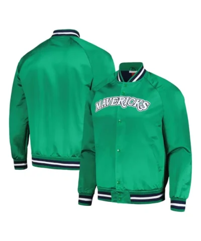 Dallas Mavericks Hardwood Classics Full-Snap Satin Green Jacket